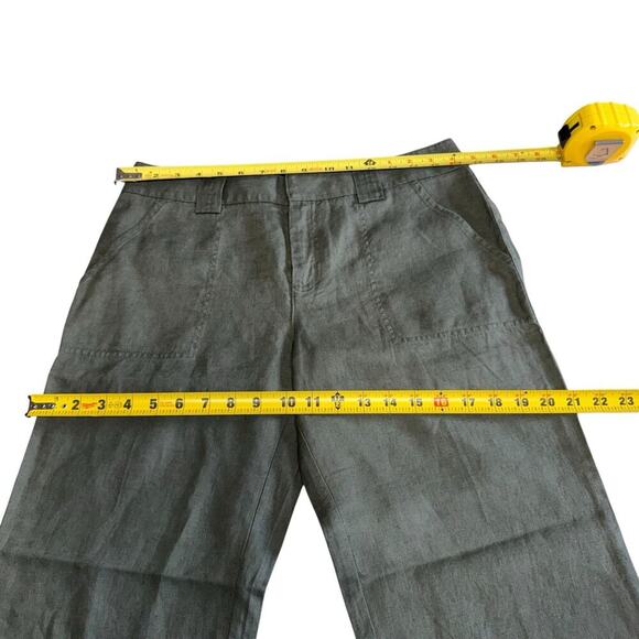 Eddie Bauer Pants Linen Green Women's 8 Cropped Wide Leg Fishingcore Granolagirl - Picture 7 of 10